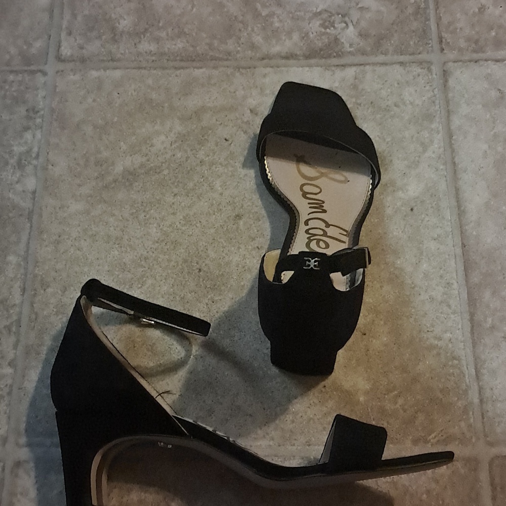 Sam Edelman Yaro Black Block Heel Ankle Strap Suede Shoes Size 10 - Picture 6 of 8